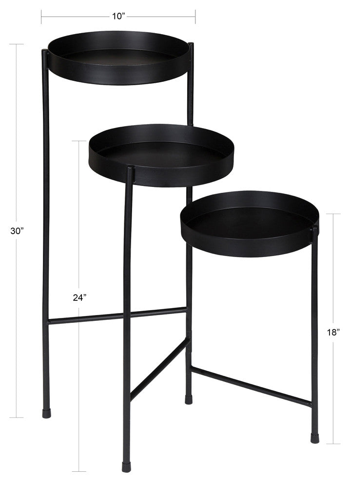 Finn Tri-Level Metal Plant Stand, Black