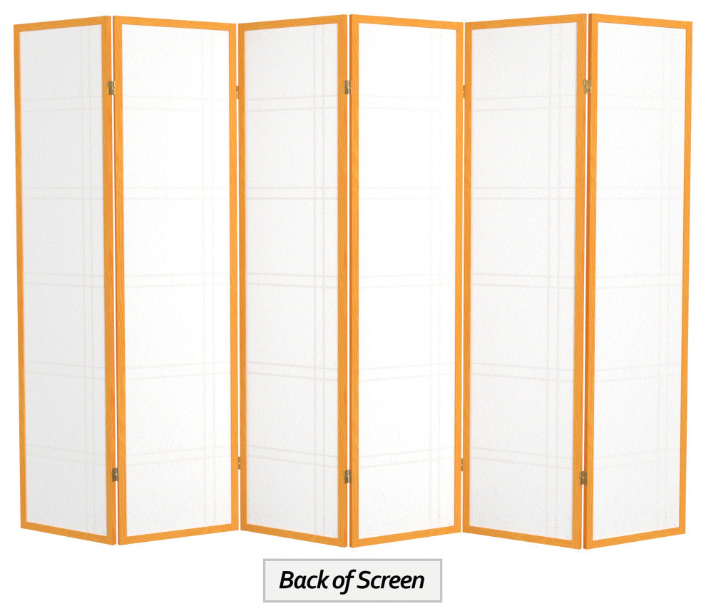 6' Tall Double Cross Shoji Screen, Honey, 6 Panels