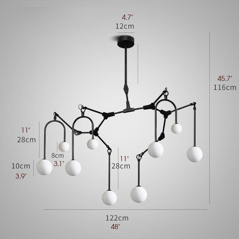 Airole | Creative Glass Chandelier for Living Room, Black, 9 Lights