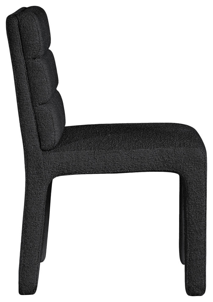 Kai Upholstered Dining Chair, Black, Boucle Fabric, Set of 2