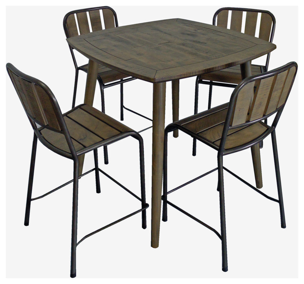 Cole Reclaimed Solid Wood Counter Chair in Brown with Black Metal Frame
