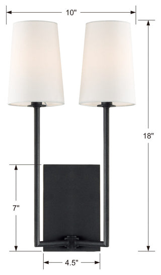 Lena 2 Light Black Forged Wall Mount