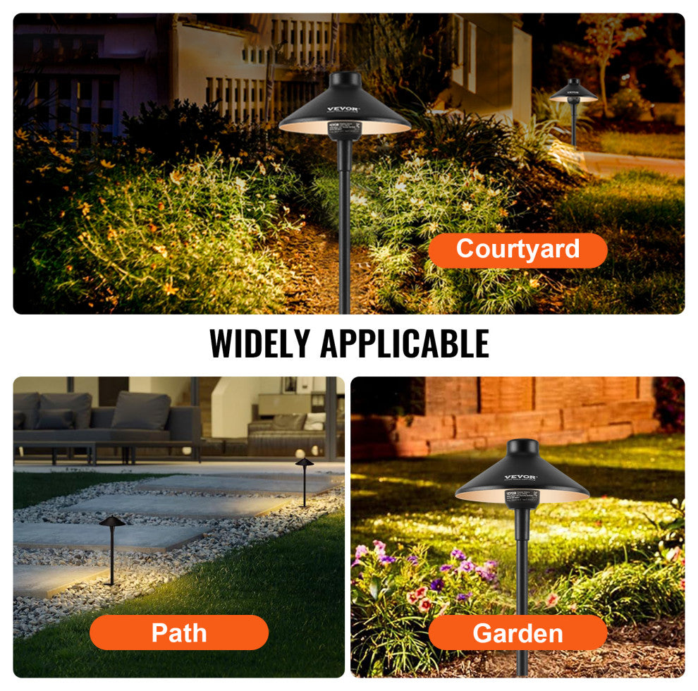 VEVOR 8 Pack Low Voltage Landscape Path Lights 12-24V Outdoor LED Pathway Lights