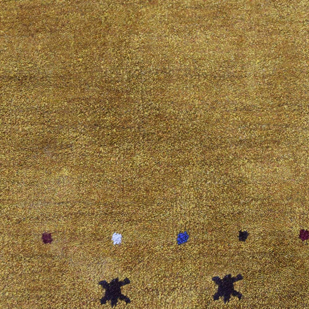 Hand Knotted Loom Silk Mix Area Rug Contemporary Gold