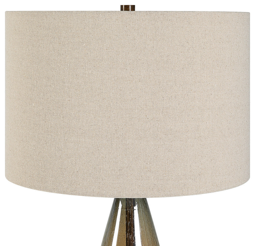 Clear Amber Art Glass Teardrop Shape Table Lamp 29 in Rustic Bronze Contemporary