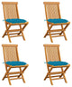 Vidaxl Garden Chairs With Light Blue Cushions, Set of 4, Solid Teak Wood