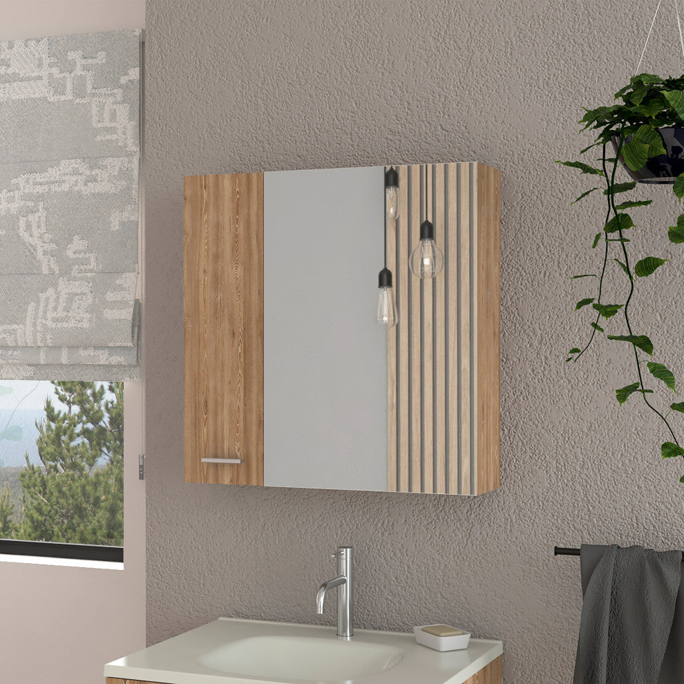 Kenya Medicine Cabinet with Mirror and 4 Interior Shelves, Pine
