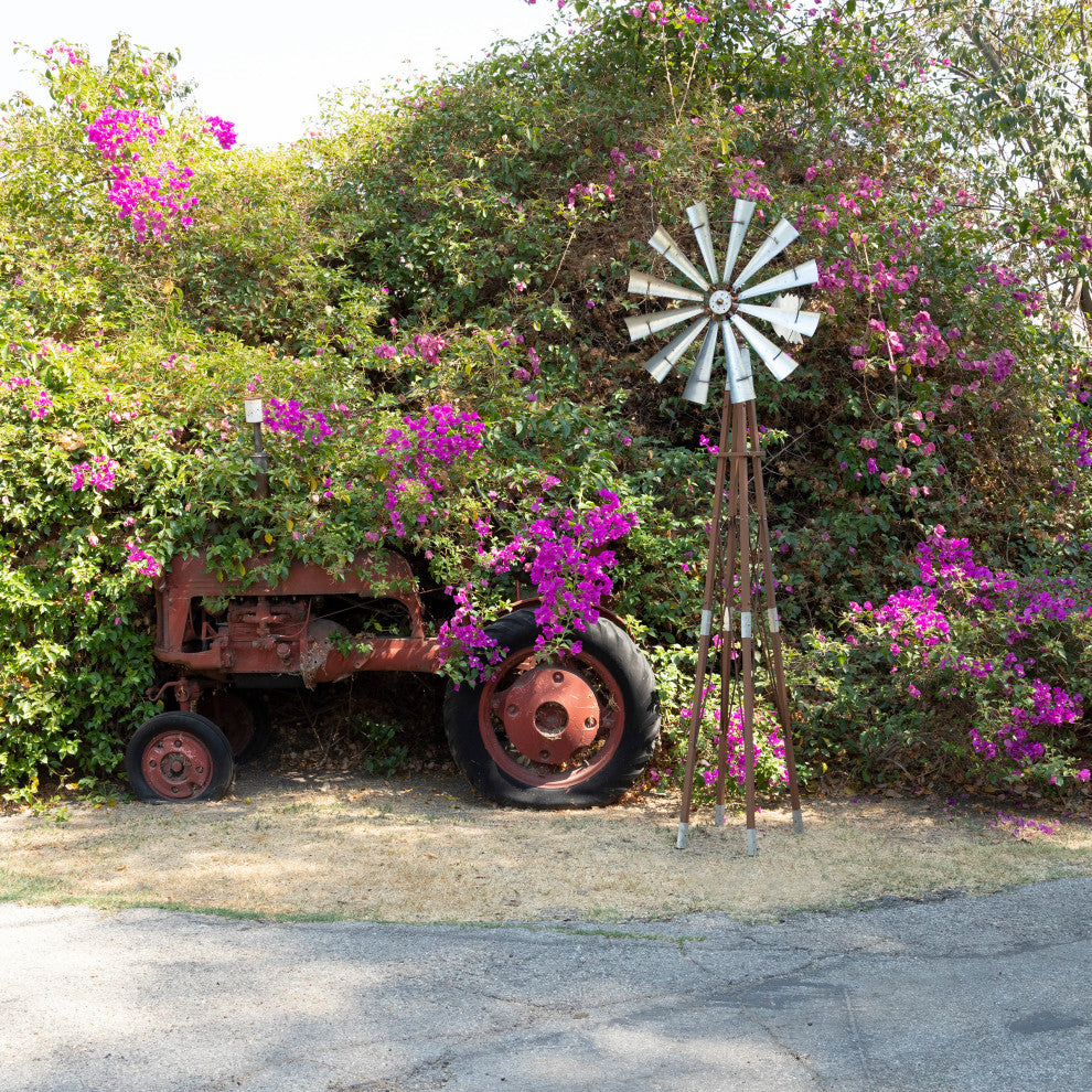 Alpine Garden Metal Kinetic Windmill, 101"Tall