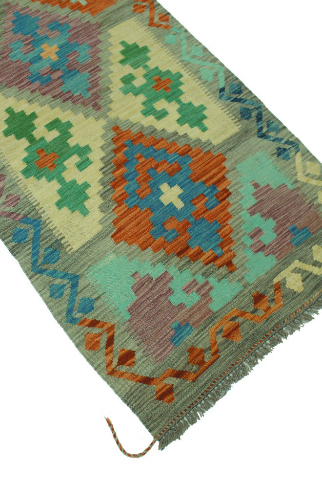 Sangat Kilim Lamia Gray/Rust Runner, 2'8x8'7