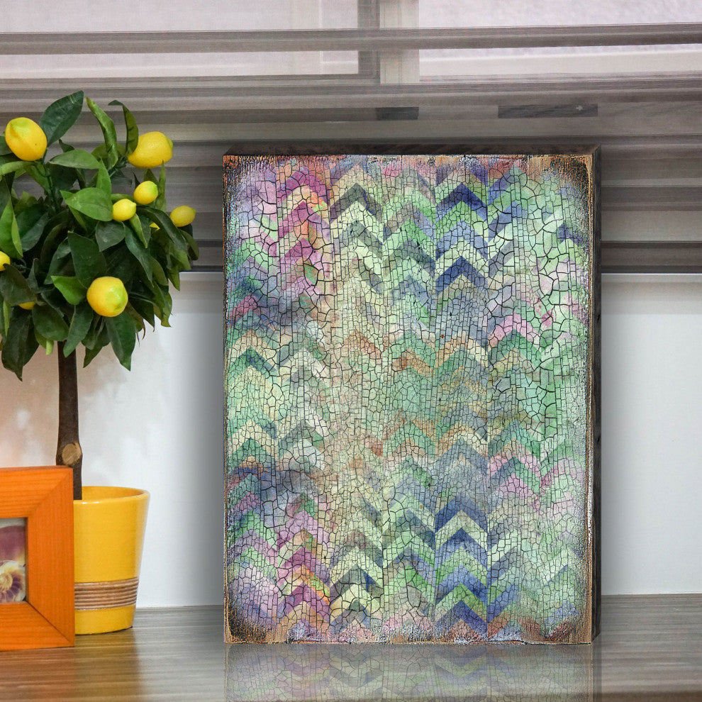 Decorative Pattern Wooden Block, 7"x5.5"