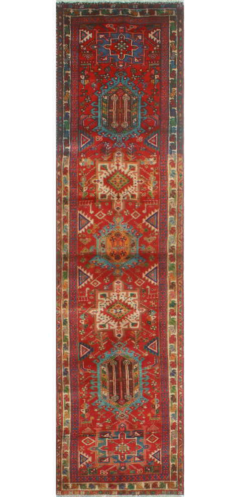 Fine Vintage Distressed Marland Red/Beige Runner, 2'8x10'7