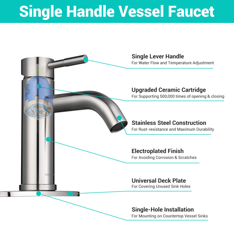 Aquaterior Single Handle Deck-mount Vessel Faucet Bathroom Vanity Mixer Tap