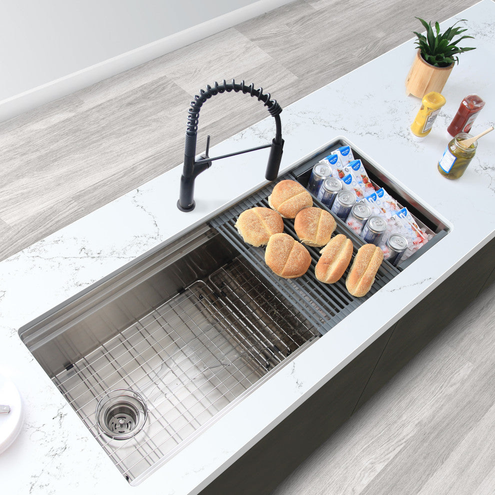STYLISH Single Handle Pull-Down Dual Mode Kitchen Faucet, Matte Black