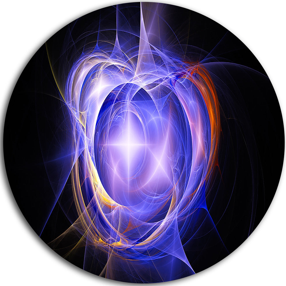 Supernova Explosion Blue, Digital Art Round Metal Wall Art, 36"