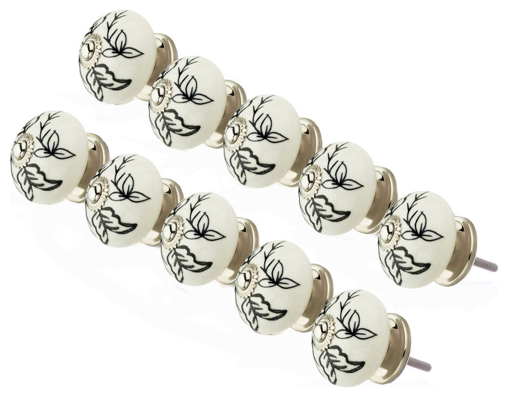 10-pcs Ceramic Designer Knobs, Decorative Ceramic Cabinet Knobs, Drawer Knobs