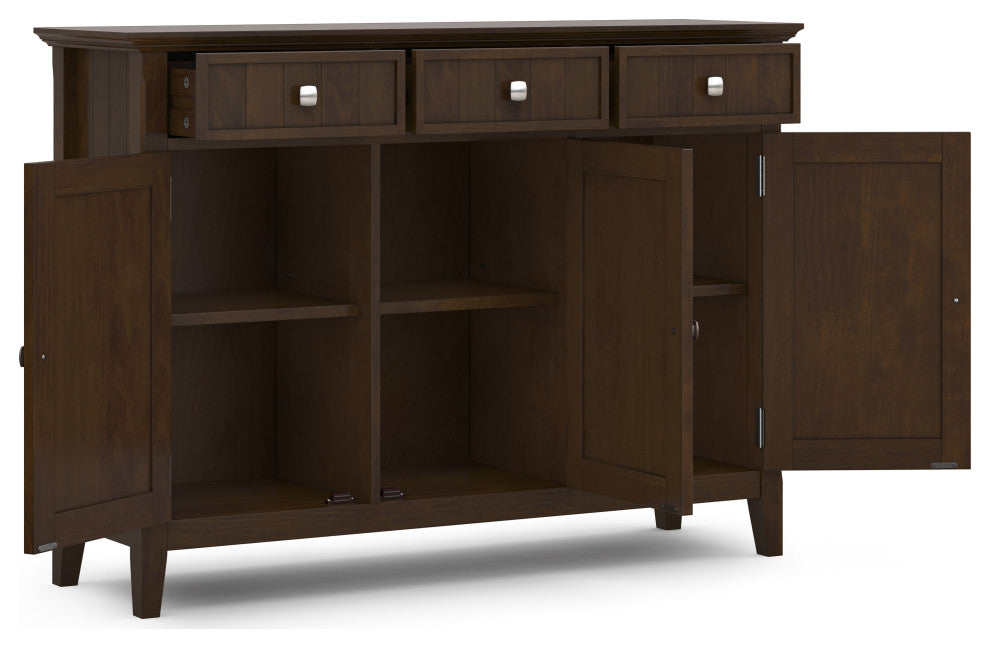 Acadian SOLID WOOD Wide Entryway Storage Cabinet, Brown