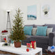 3'' Alpine Natural Look Artificial Christmas Tree, Wood Planter With Pine Cones