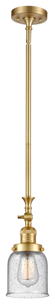Small Bell 1 Light Mini Pendant, Satin Gold, Seedy