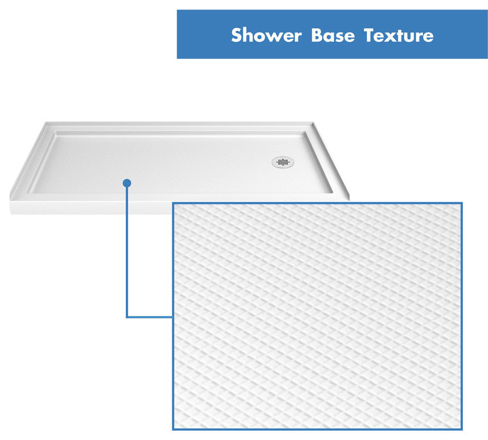 DreamLine SlimLine 32"x60" Base, Right Hand Drain and Shower Backwall Kit