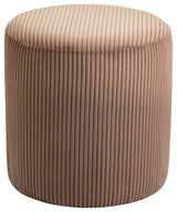 Roy Microsuede Fabric Upholsetered Ottoman/Stool, Brown, Round
