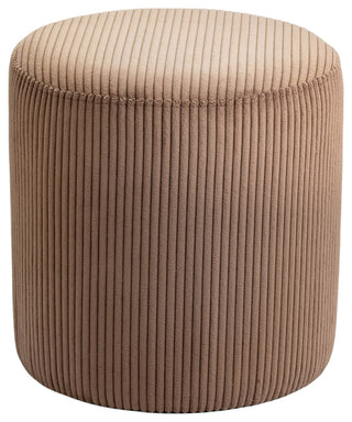 Roy Microsuede Fabric Upholsetered Ottoman/Stool, Brown, Round