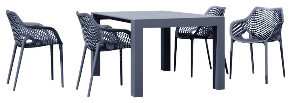 Air XL 5-Piece Extension Dining Set, Dark Gray
