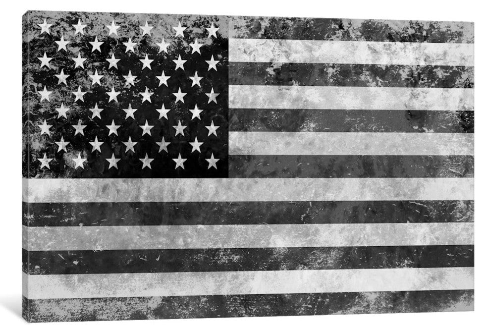 "USA FlagGrunge Gray White" by iCanvas, Canvas Print, 18x12"