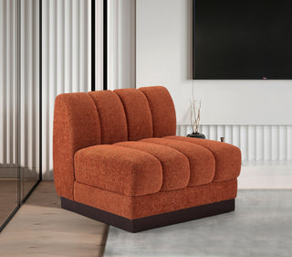 Quinn Chenille Upholstered Armless Chair, Cognac