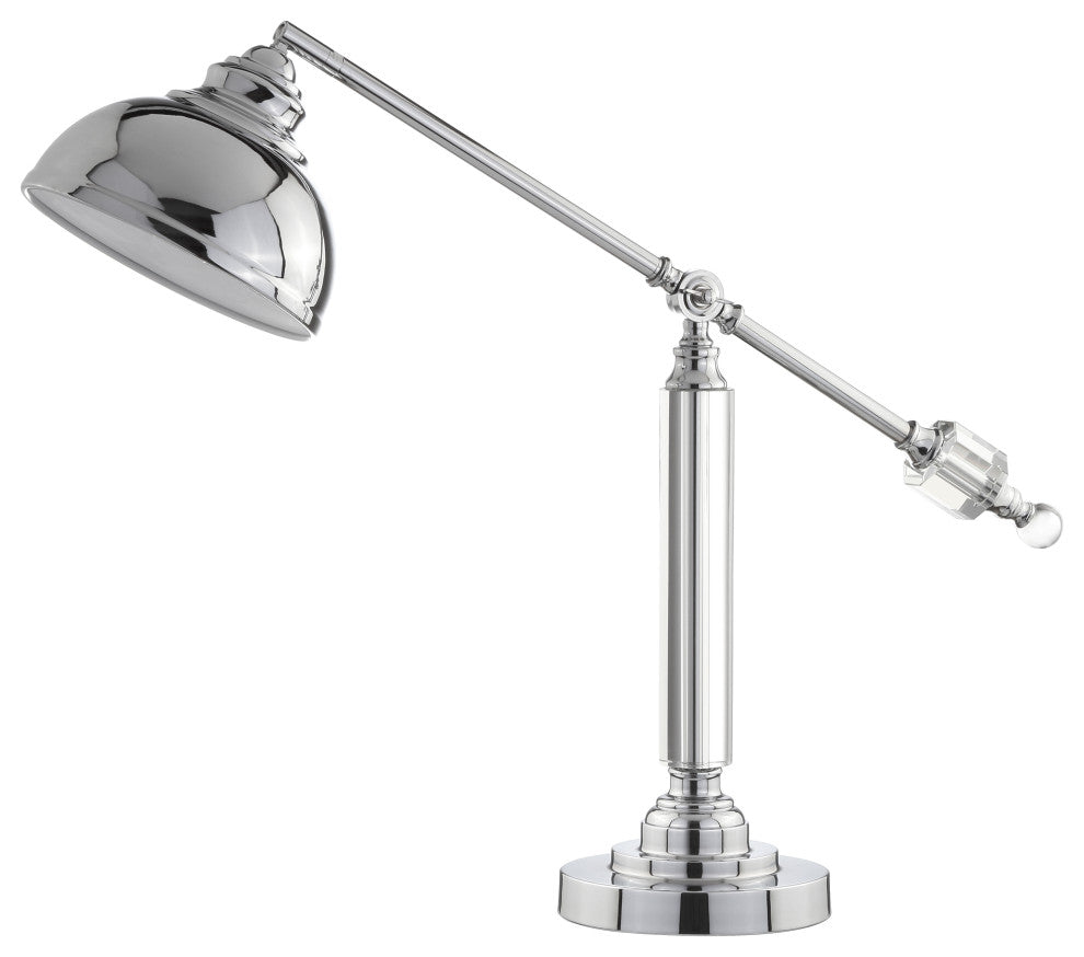Giselle 22" Metal and Crystal Task Lamp, Chrome and Clear