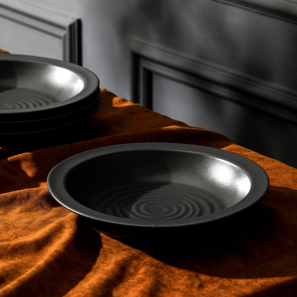Stone Lain Orbit Stoneware Pasta Bowl Set of 4, Charcoal