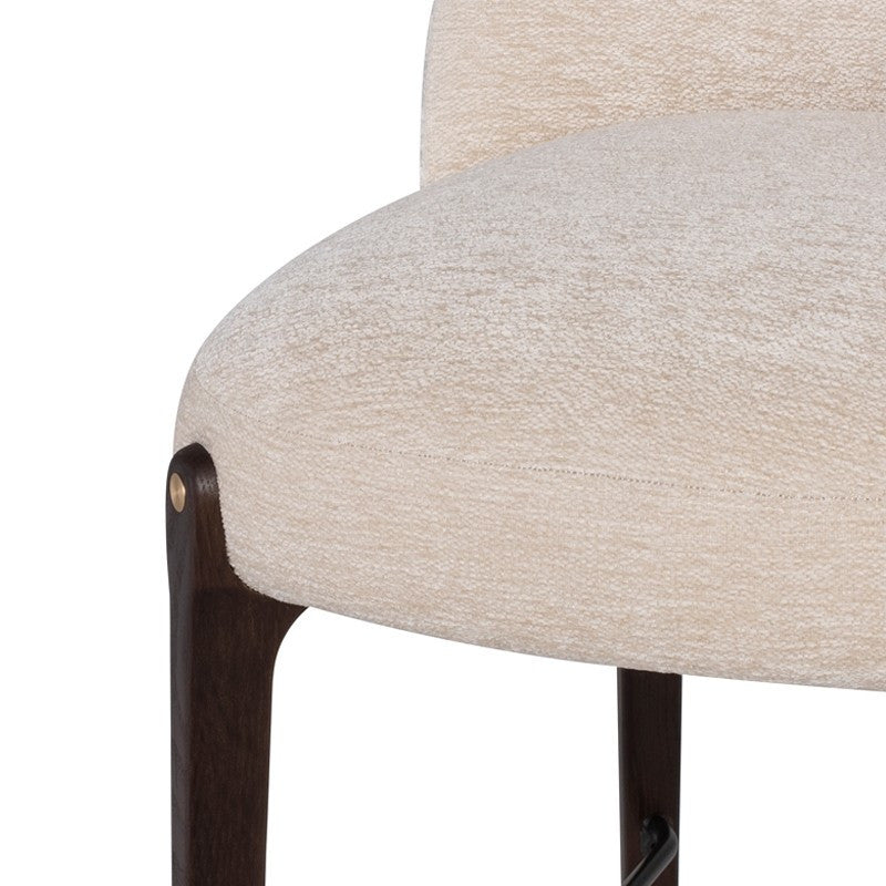 Ames Stool, Gema Pearl Upholstery and Smoked Wood Legs, Counter Height