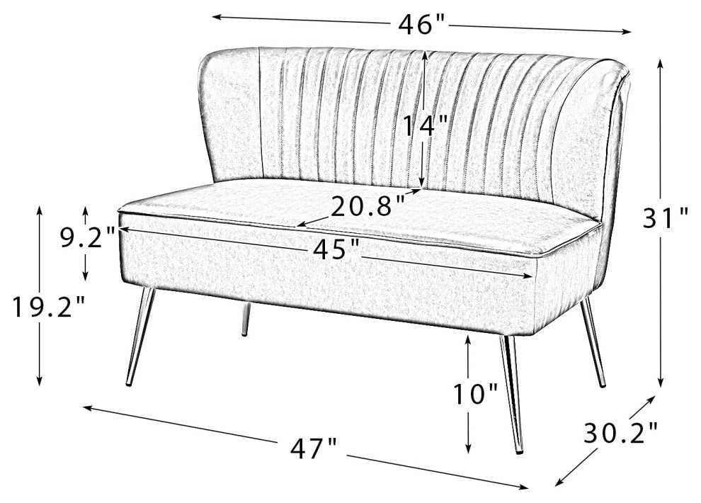 47" Comfy Loveseat, Black