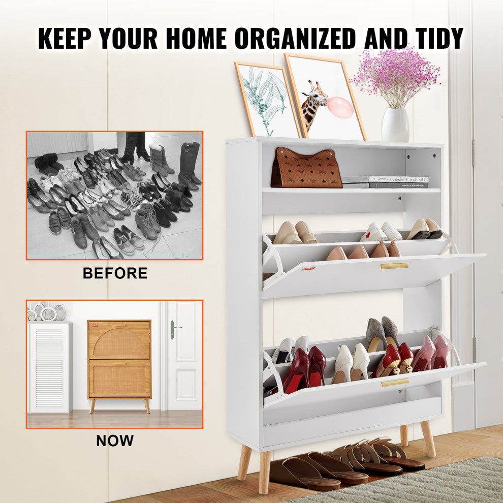 VEVOR Shoe Cabinet with 2 Flip Drawers Shoe Storage Cabinet for Entryway