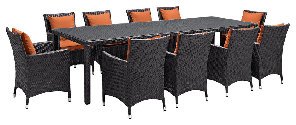 Espresso Orange Convene 11-Piece Outdoor Patio Dining Set