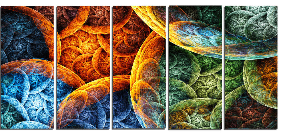 Vibrant Colorful Clouds, Abstract Canvas Art Print, 60"x28", 5 Panels
