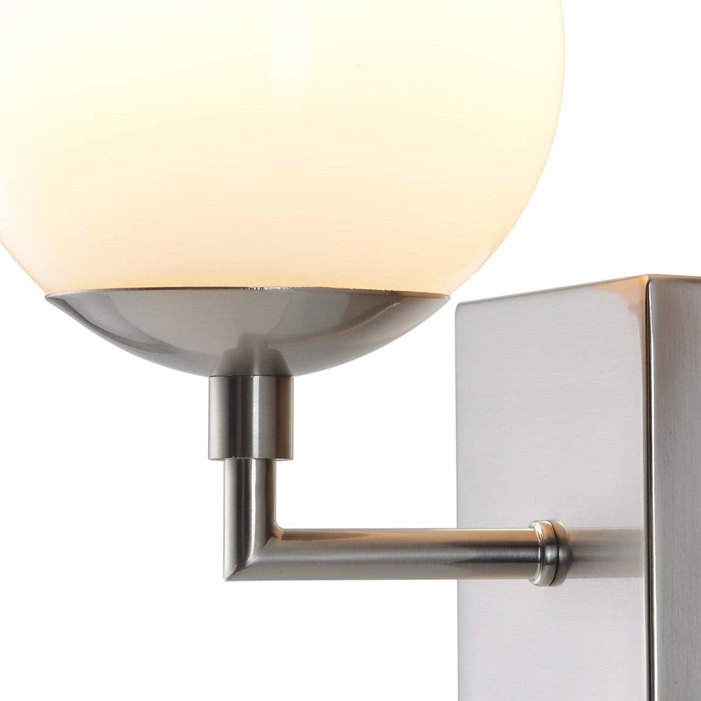 Globe Wall Sconce, 10'', Satin Nickel, Plug-in with Rocker Switch