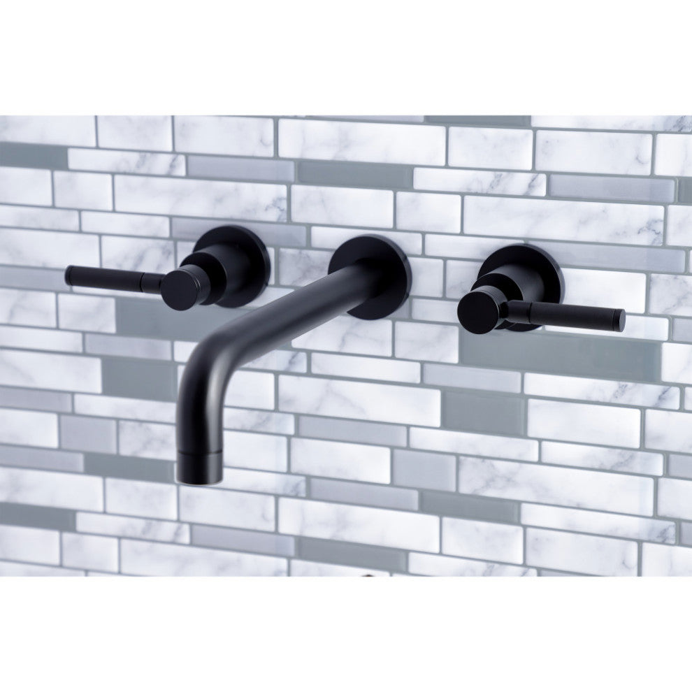 Two-Handle Wall Mount Tub Faucet, Matte Black