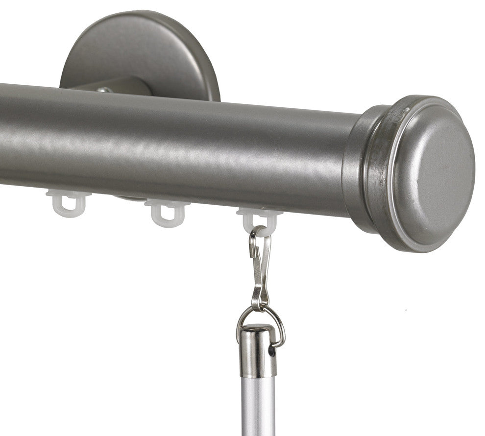 Deco Traverse 1 Rod With Empire Finial, Antique Silver, 84