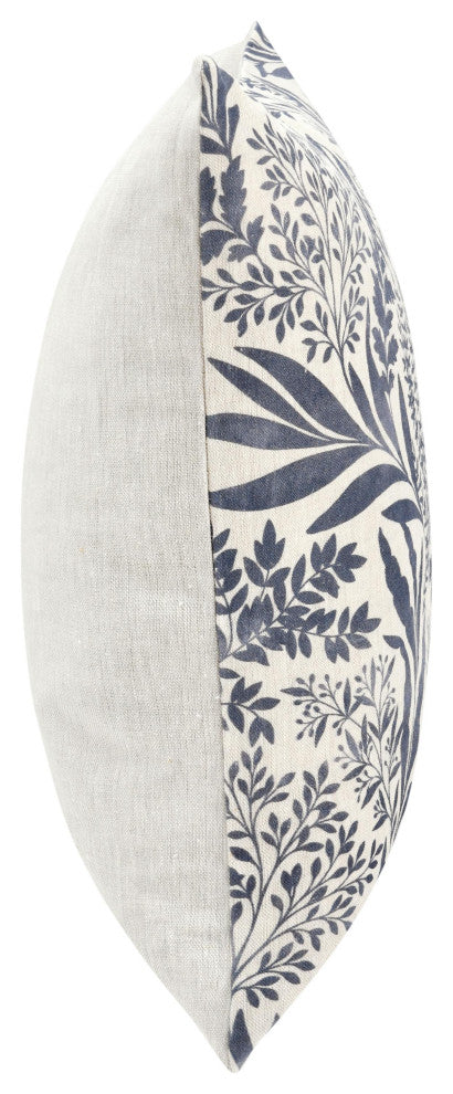 Mulberry 14"x26" Belgian Linen Blend Throw Pillow, Denim Blue, 22x22