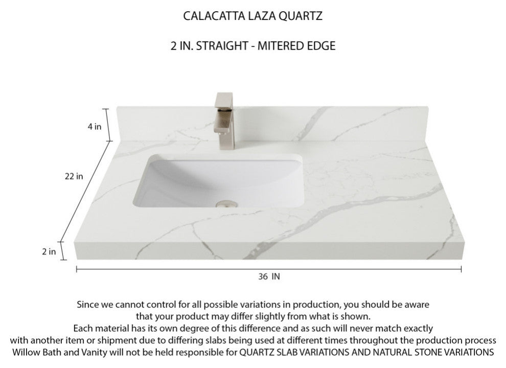 Santa Monica 36 Left Offset  Bath Vanity in Whitewashed Teak 2" Calacatta Laza