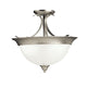 Kichler Brushed Nickel And Satin Etched Glass Semi Flush Ceiling Light Fixture