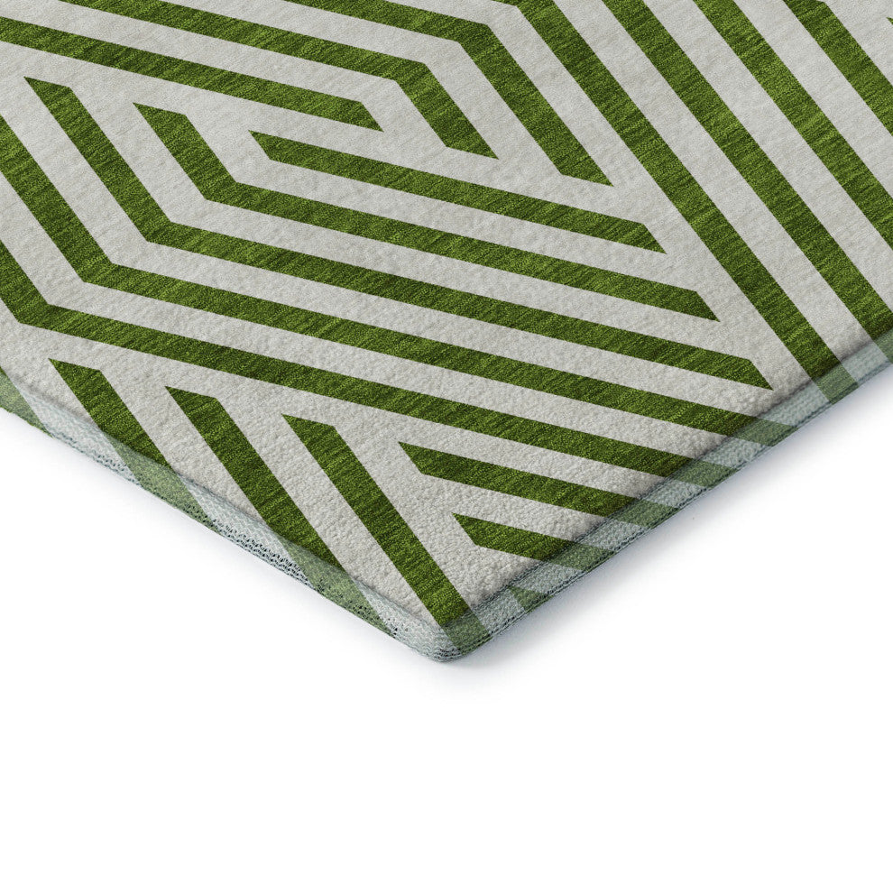 Premium Machine Washable Mayfield AMF550 Olive 2'3" x 7'6" Runner Rug