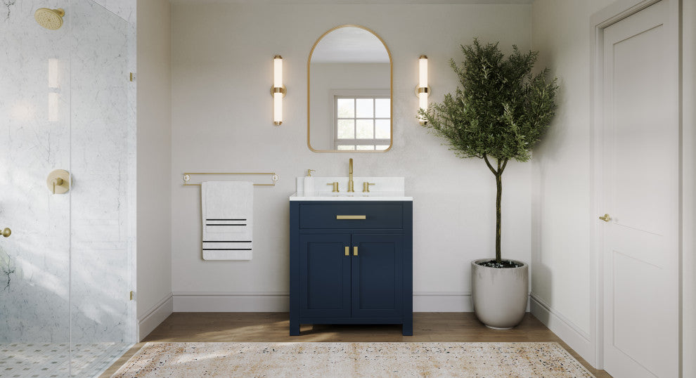 The Polaris Bathroom Vanity, Monarch Blue, 30", Single Sink, Freestanding