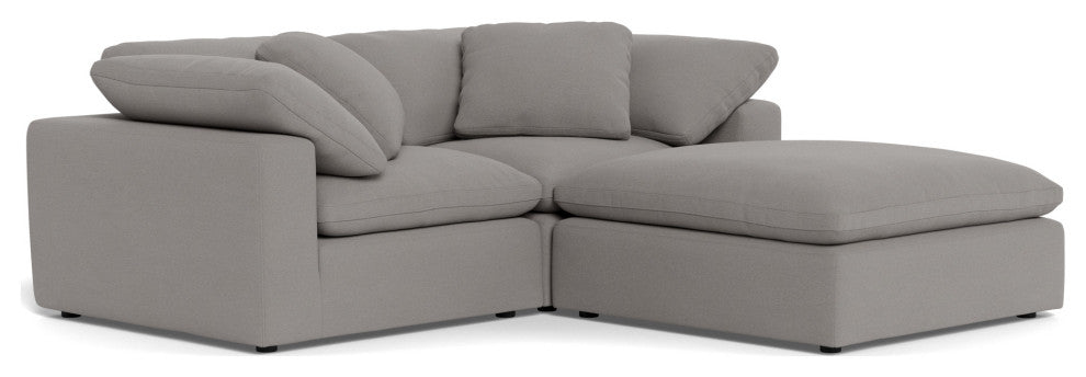 Fluffy 2-Piece Sofa with Ottoman, Peyton Slate
