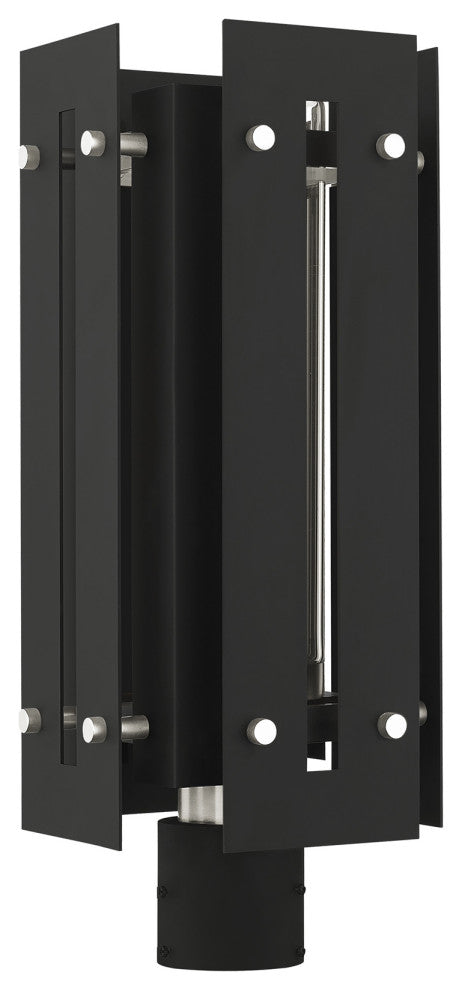 Livex Utrecht 1 Light Black/Brushed Nickel Large Outdoor Post Top Lantern
