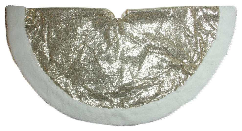47.2" Glided White Christmas Glamour Gold and White Christmas Tree Skirt
