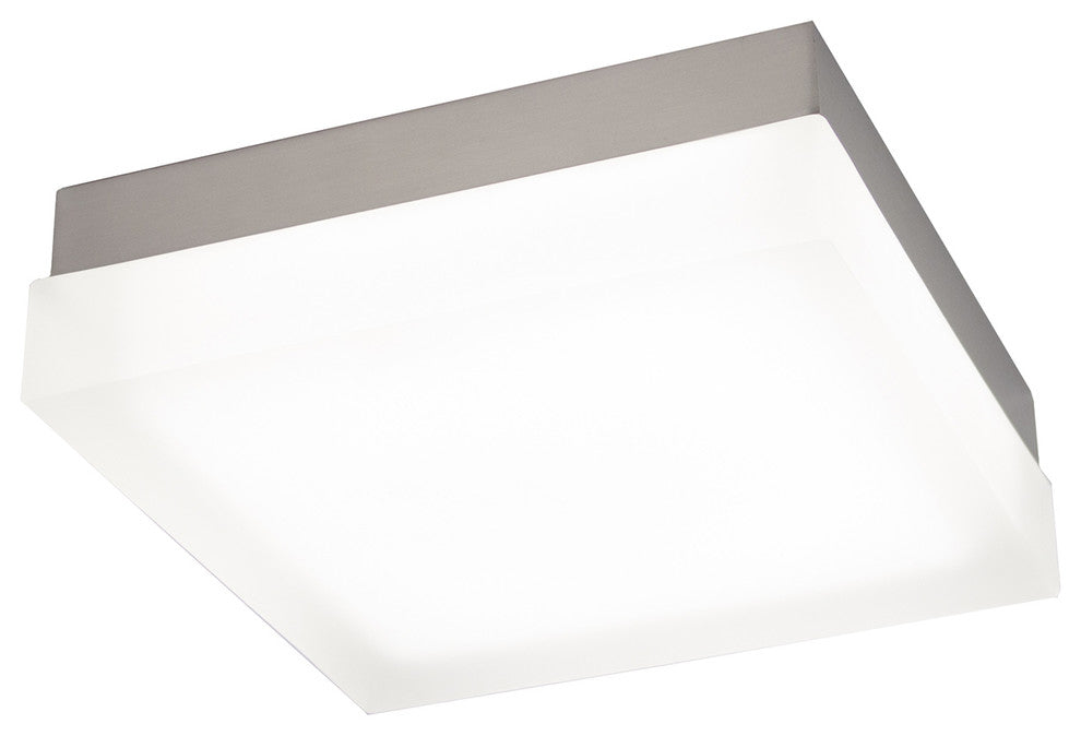 WAC Lighting Dice Square LED Flush Mount, Brushed Nickel, 9", Warm White 2700k