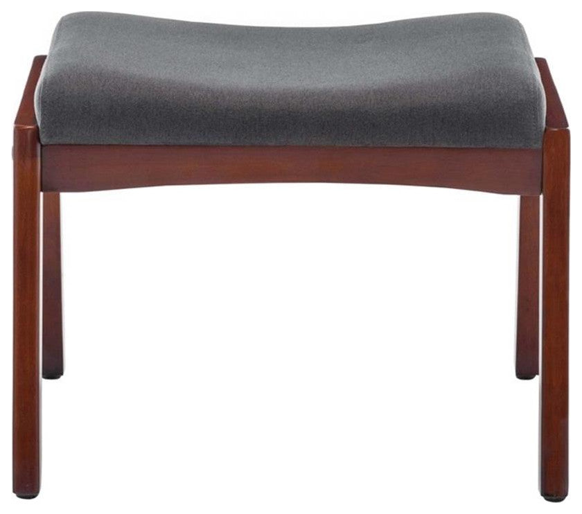 Designs4Comfort Natalie Accent Ottoman Stool in Gray Fabric and Espresso Wood