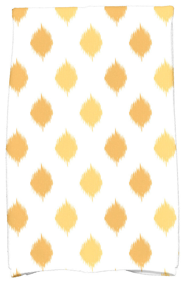 Ikat Dot Stripes Holiday Geometric Print Kitchen Towel, Yellow