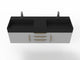 CastelloUSA Amazon 60" Wall Mounted Bathroom Vanity Set, Gray, Black Top, Gold Handles